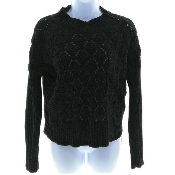 Moral Fiber Sweaters - Moral Fiber Black Cable Knit Sweater Womens Large Mock Neck Cozy Pullover